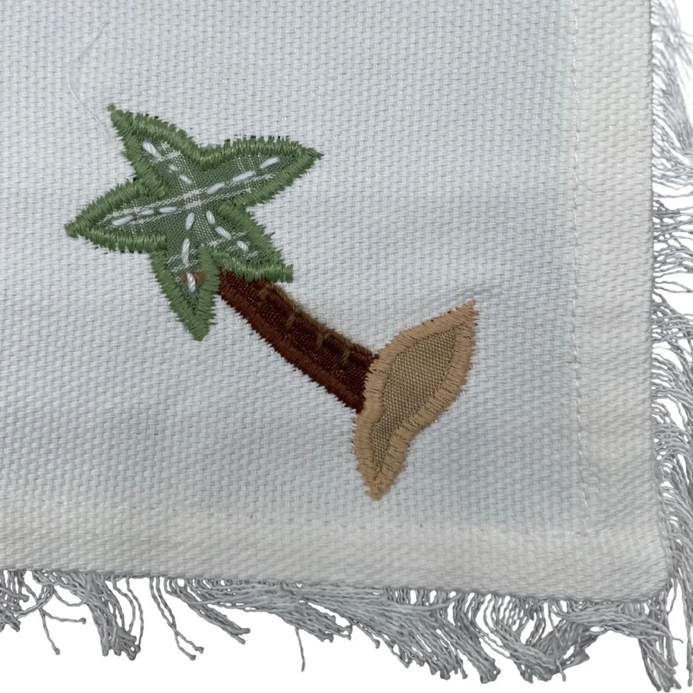 Pottery Barn Kids Island Party White Napkins 4 Embroidered Designs NWT